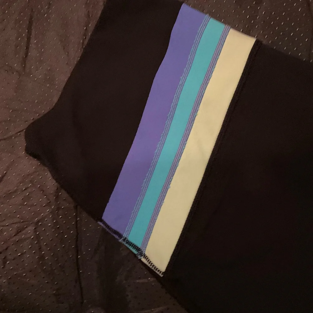 “LULULEMON” Reversible Cropped Pants with Tri Colour Top Band/ Stripe. - Picture 5 of 13